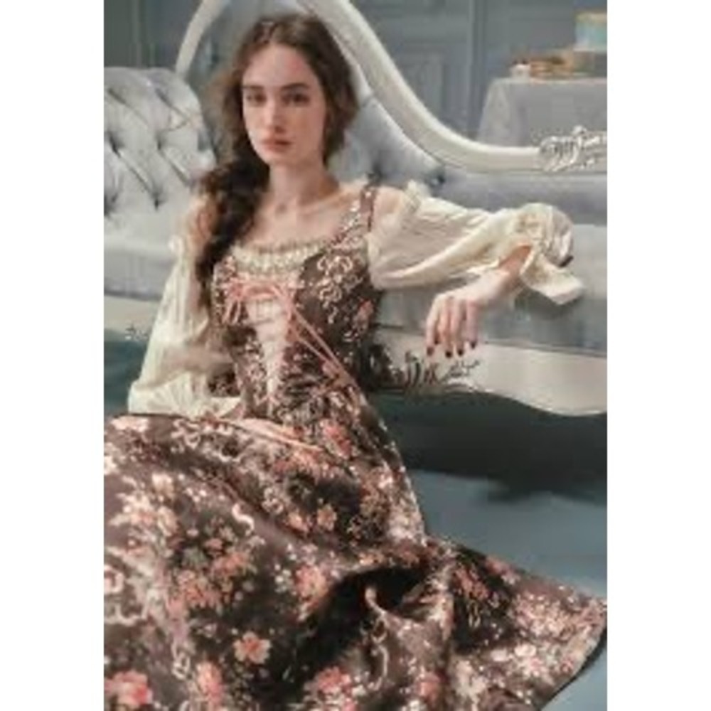 Lacemade Provence Diary‎ Dress Brown Floral XS New With Tags